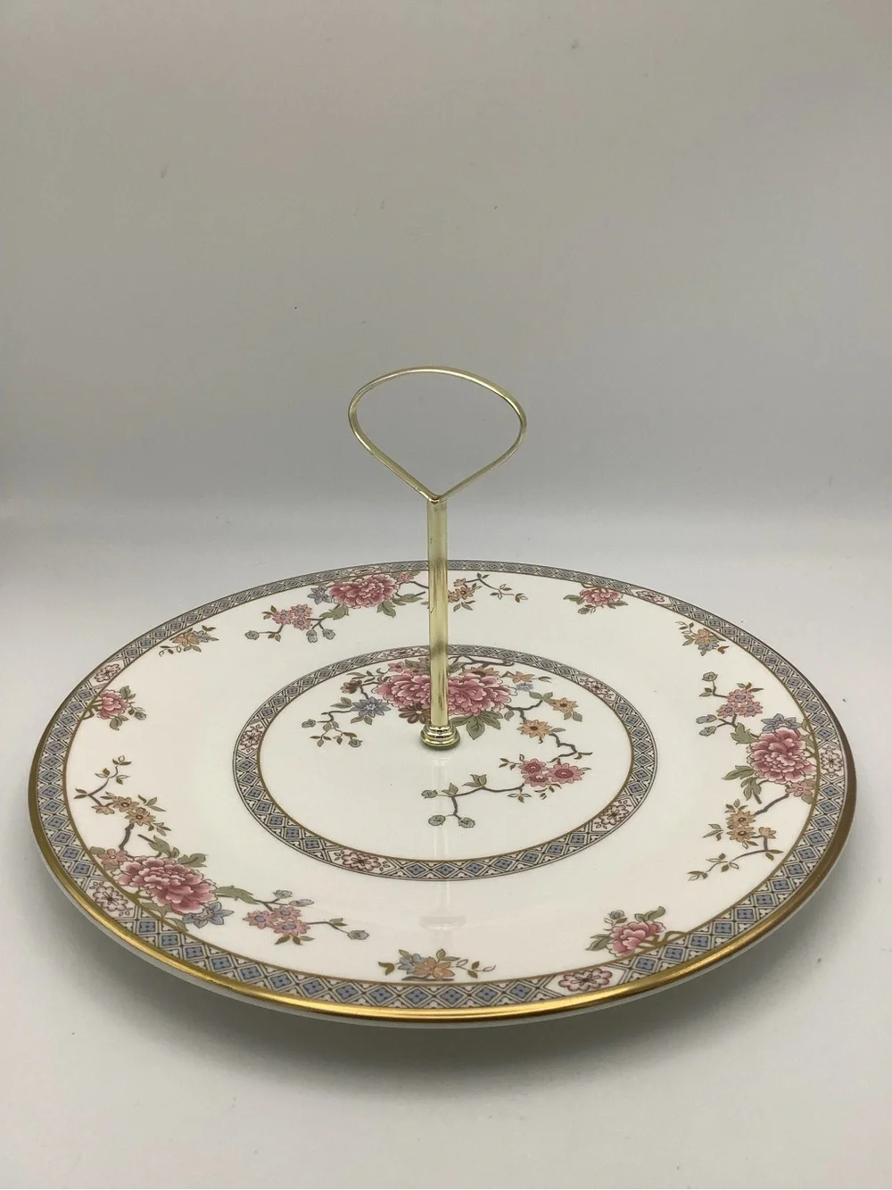Royal Doulton Canton Pink Floral Handled Cake Plate - English Fine Bone China